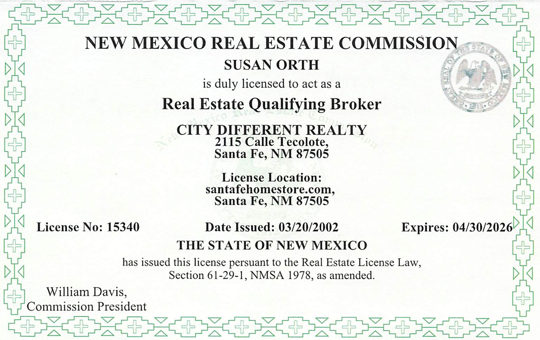 New Mexico real estate commission license